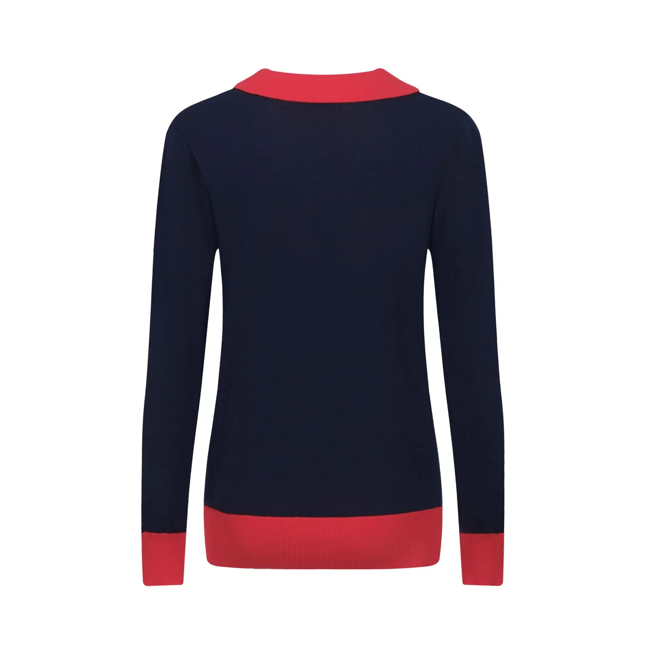 Women's dark blue rainbow stripe V-neck knitwear - Image 3
