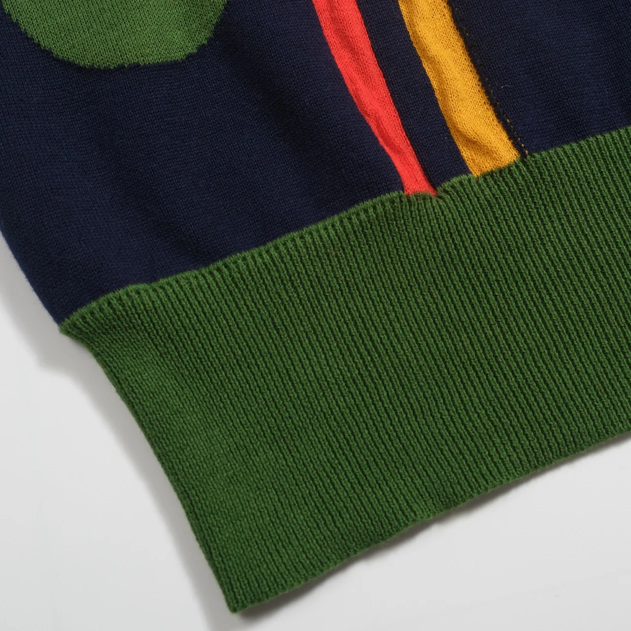Women's dark blue retro art knitted V-neck polo - Image 8