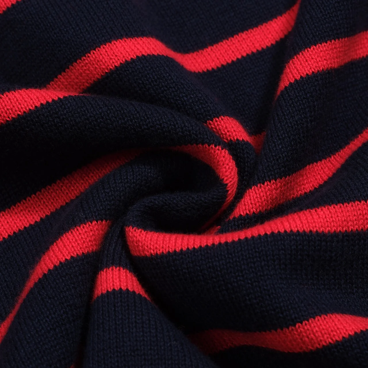 Women's dark blue striped bubble sleeve knitted polo - Image 10