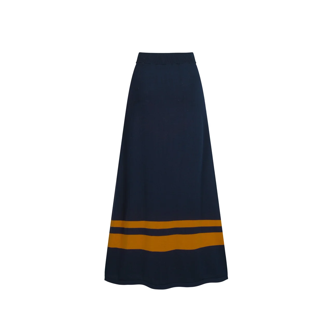 Women's dark blue striped knitted skirt suit - Image 5