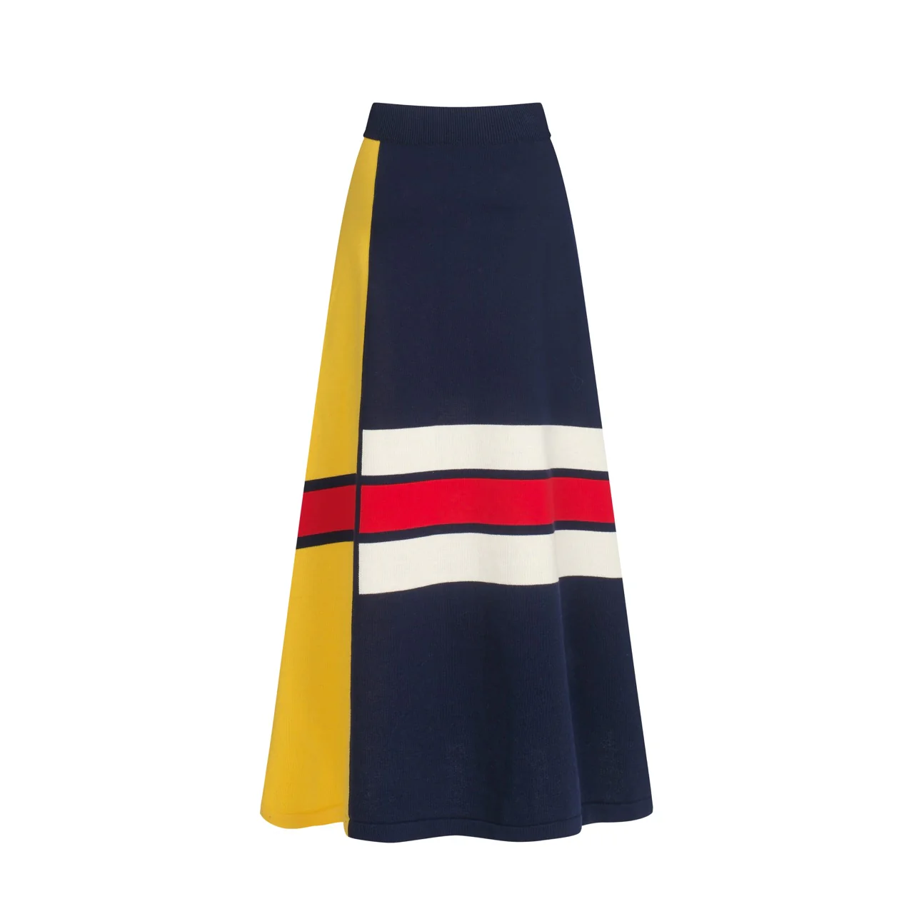Women's dark blue striped vintage knit skirt - Image 3