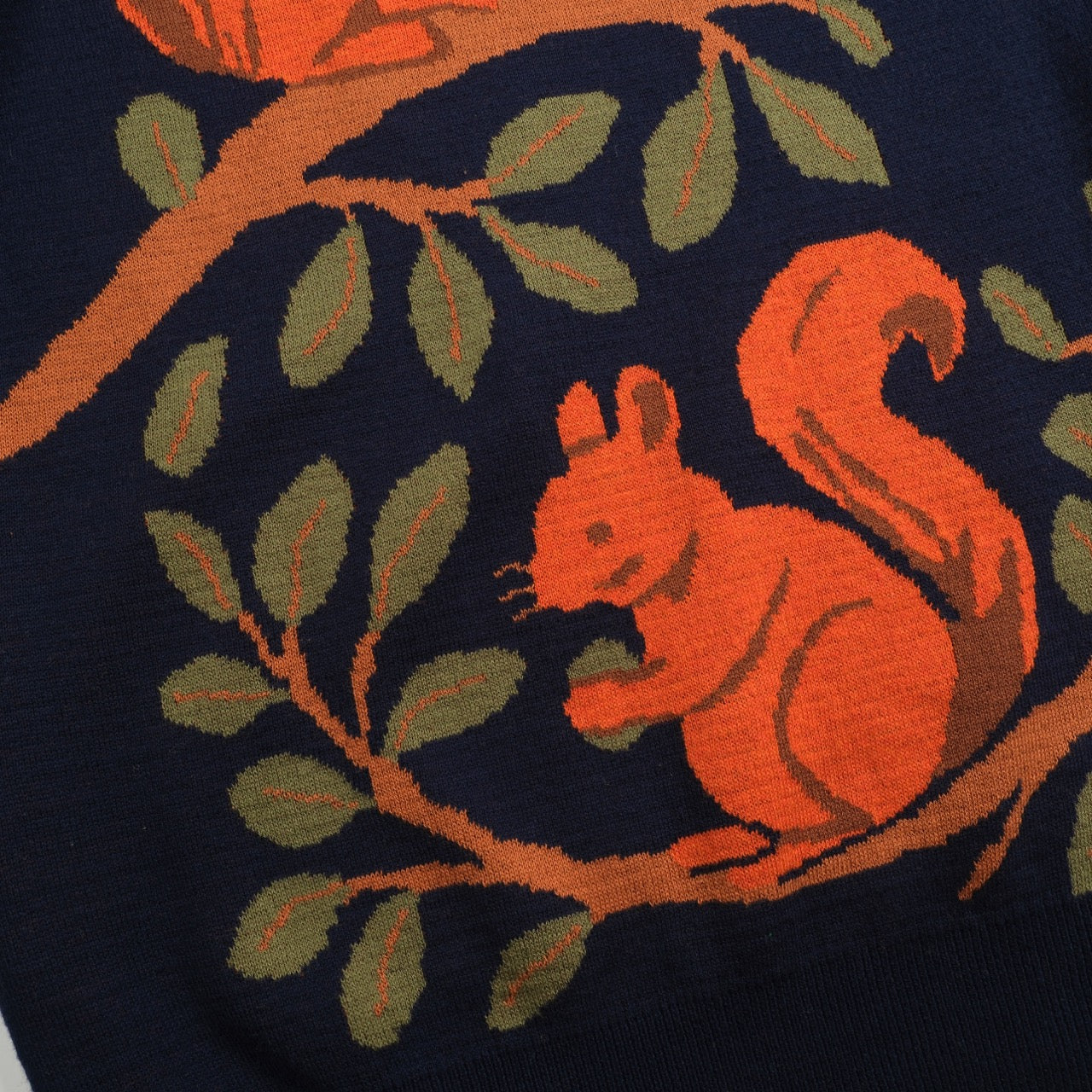 Women's dark blue vintage squirrel print knitwear - Image 2