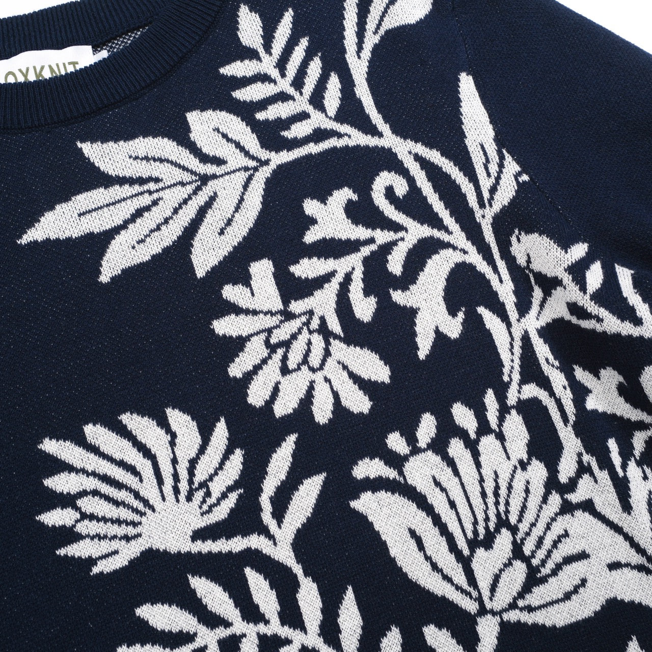Women's dark blue floral classic retro art jacquard knitwear - Image 2