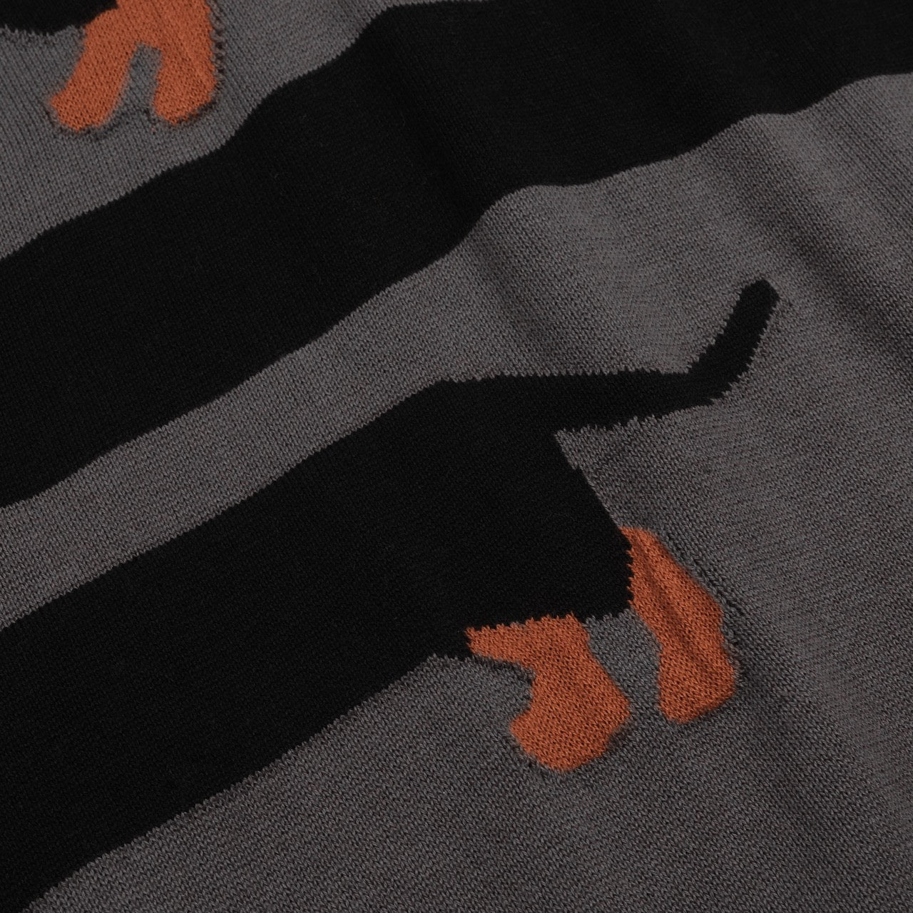 Women's gray dachshund jacquard V-neck knitwear - Image 5