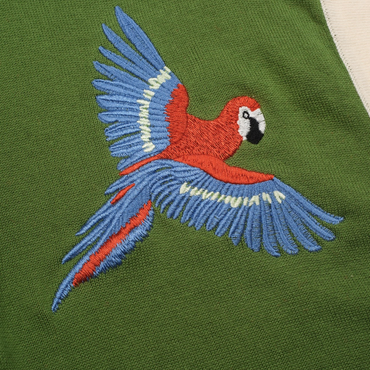 Women's green bird embroidered knitted cardigan - Image 2