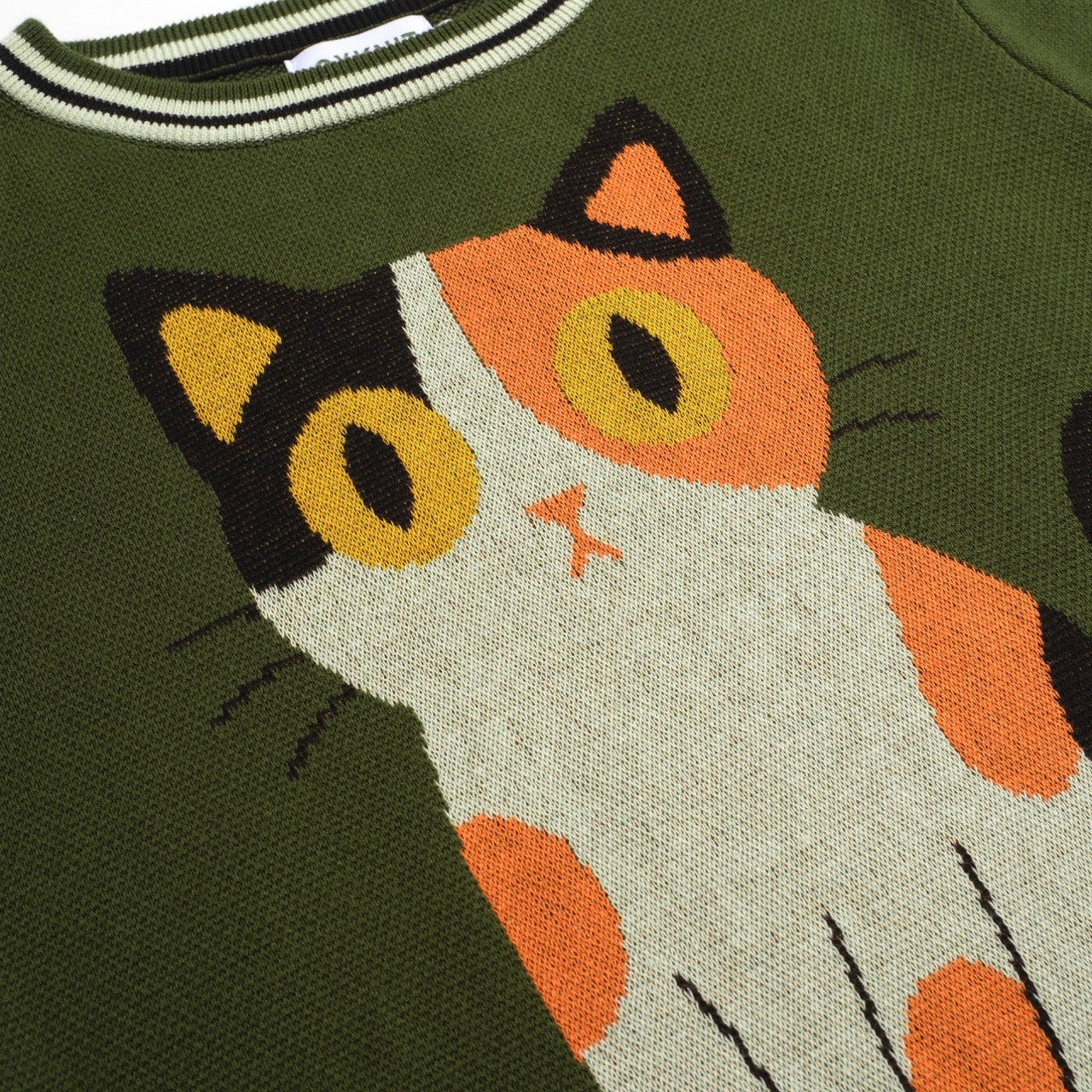 Women's green cat jacquard knitted T-shirt - Image 2