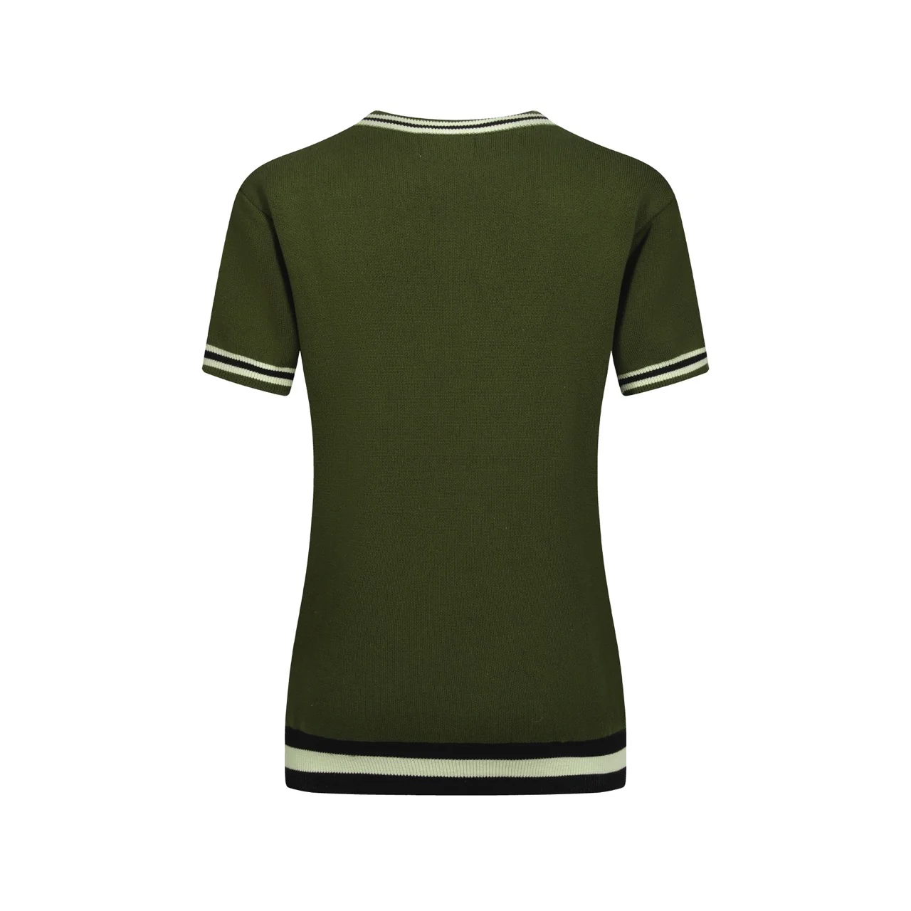 Women's green cat jacquard knitted T-shirt - Image 3