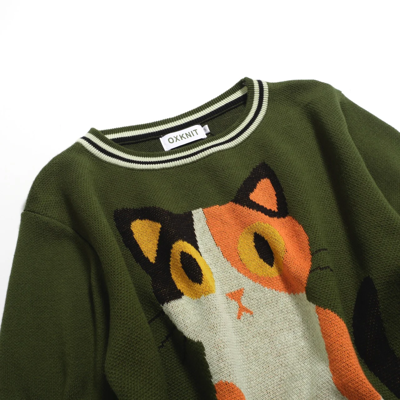 Women's green cat jacquard knitted T-shirt - Image 8