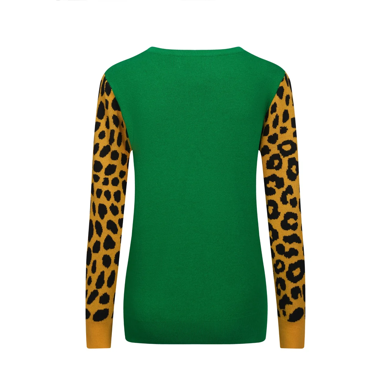 Women's green cheetah jacquard vintage knitwear - Image 3