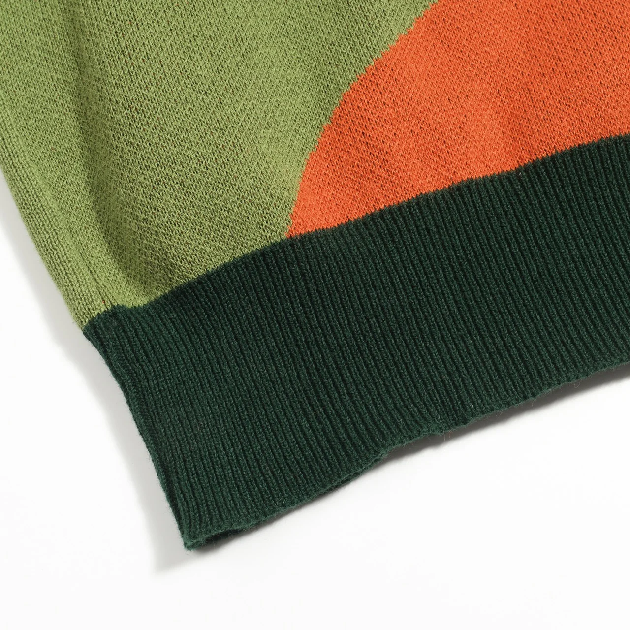 Women's green fawn vintage jacquard V-neck knitwear - Image 6