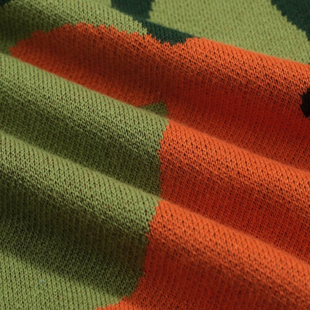 Women's green fawn vintage jacquard V-neck knitwear - Image 8