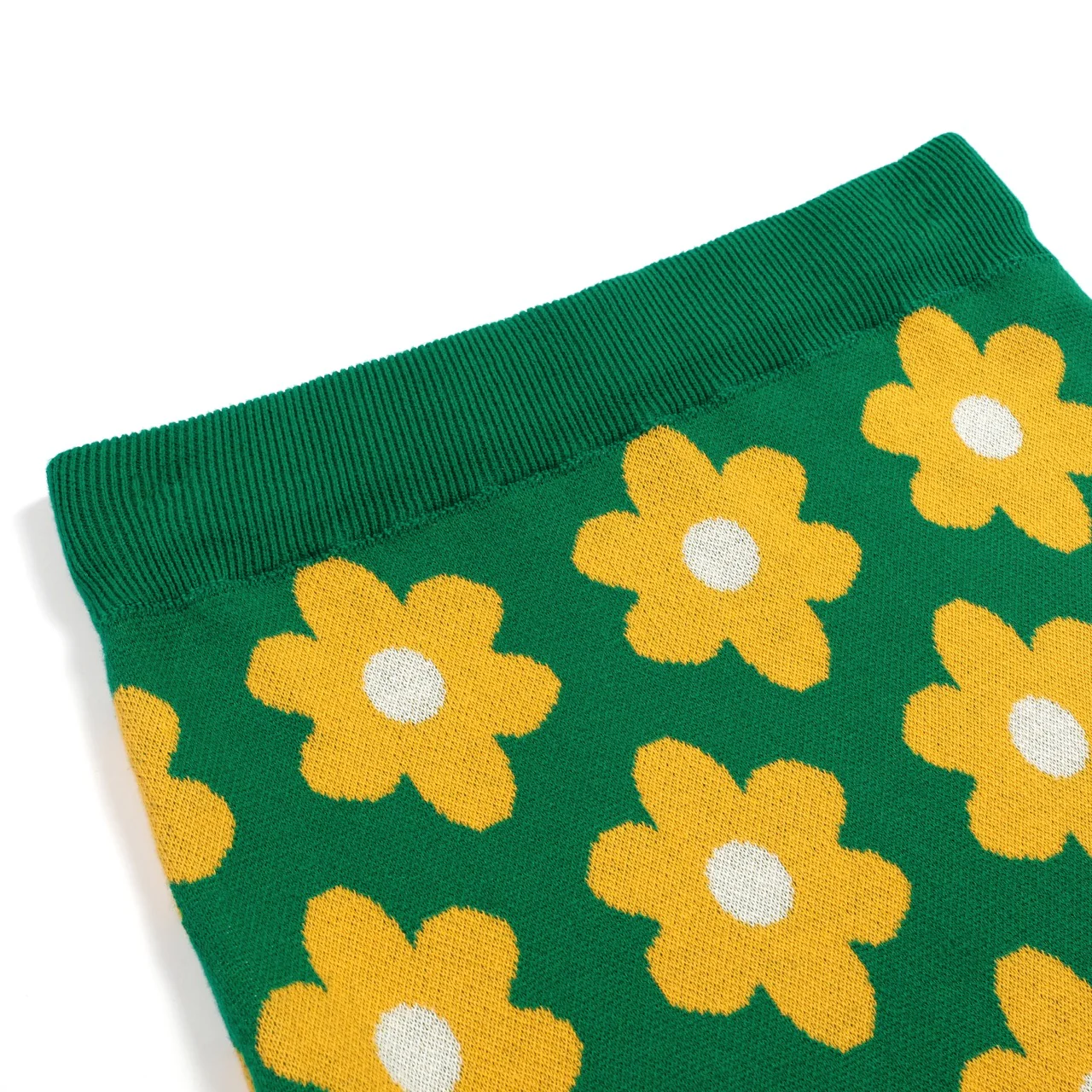 Women's green floral college jacquard knit skirt - Image 4