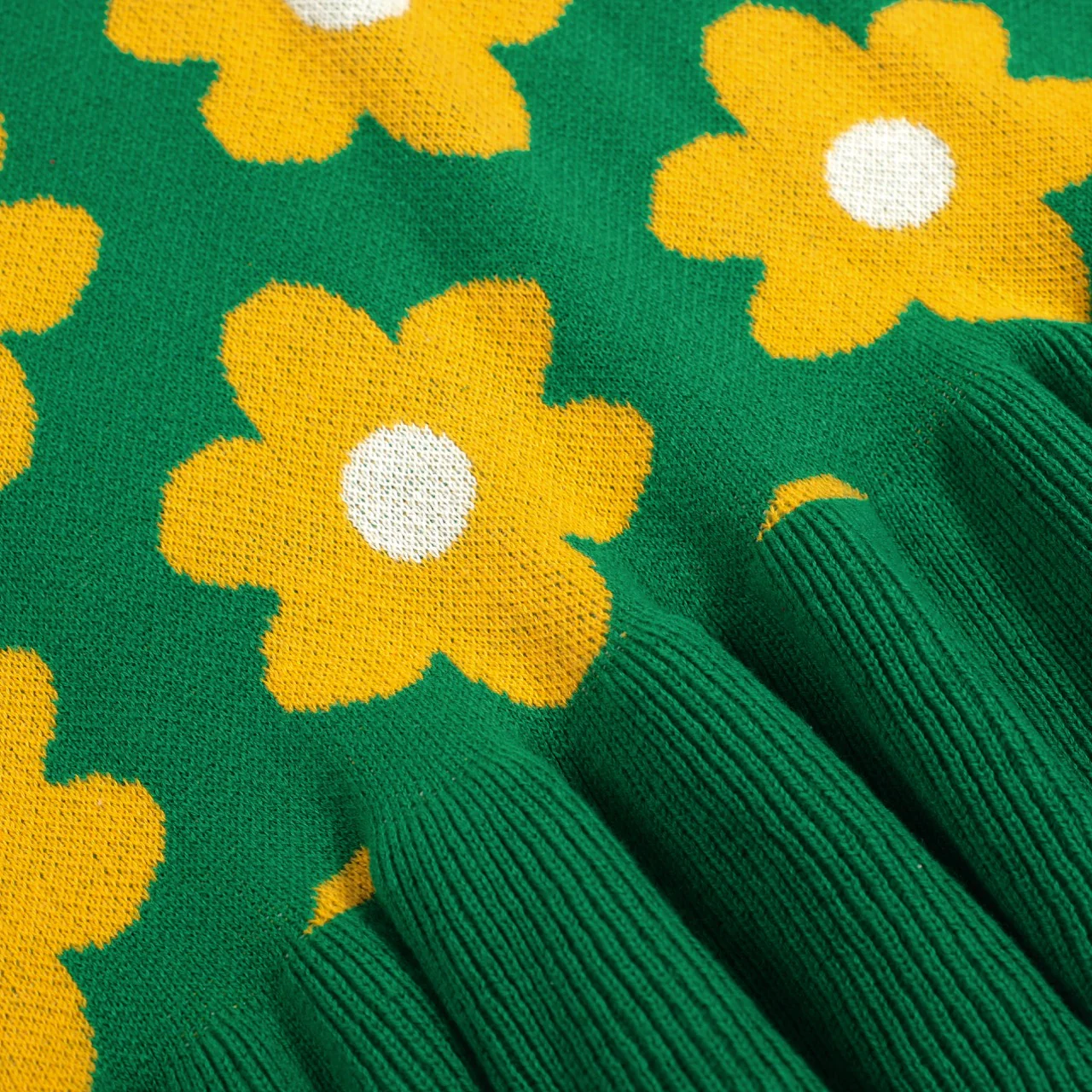 Women's green floral college jacquard knit skirt - Image 6