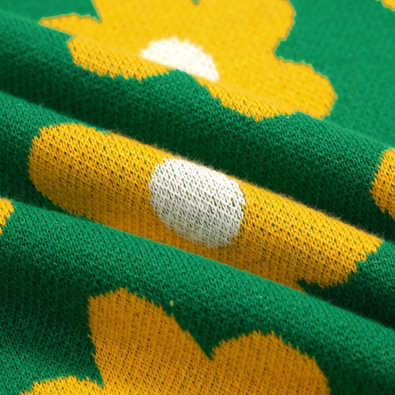 Women's green floral college jacquard knit skirt - Image 7