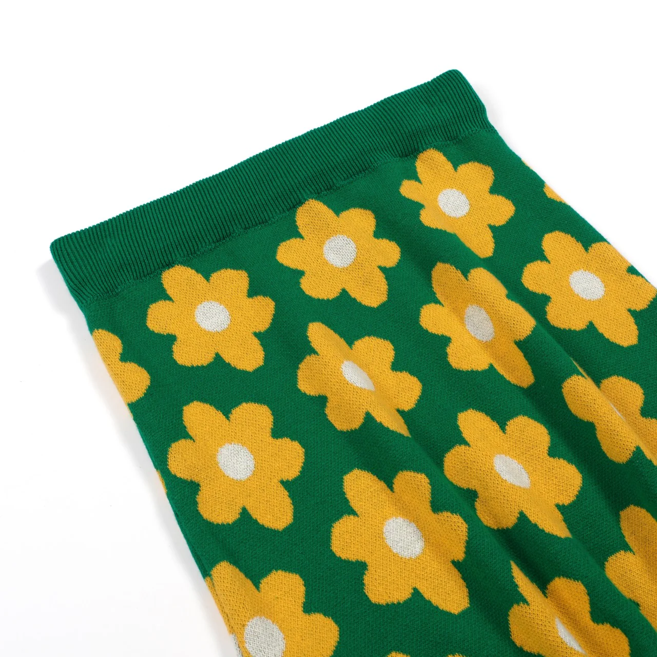 Women's green floral college jacquard knit skirt - Image 9