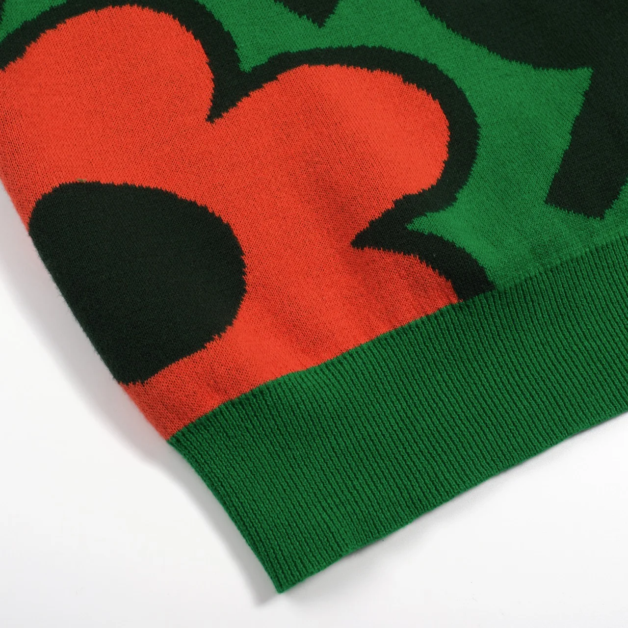 Women's green flower art street knitwear - Image 2