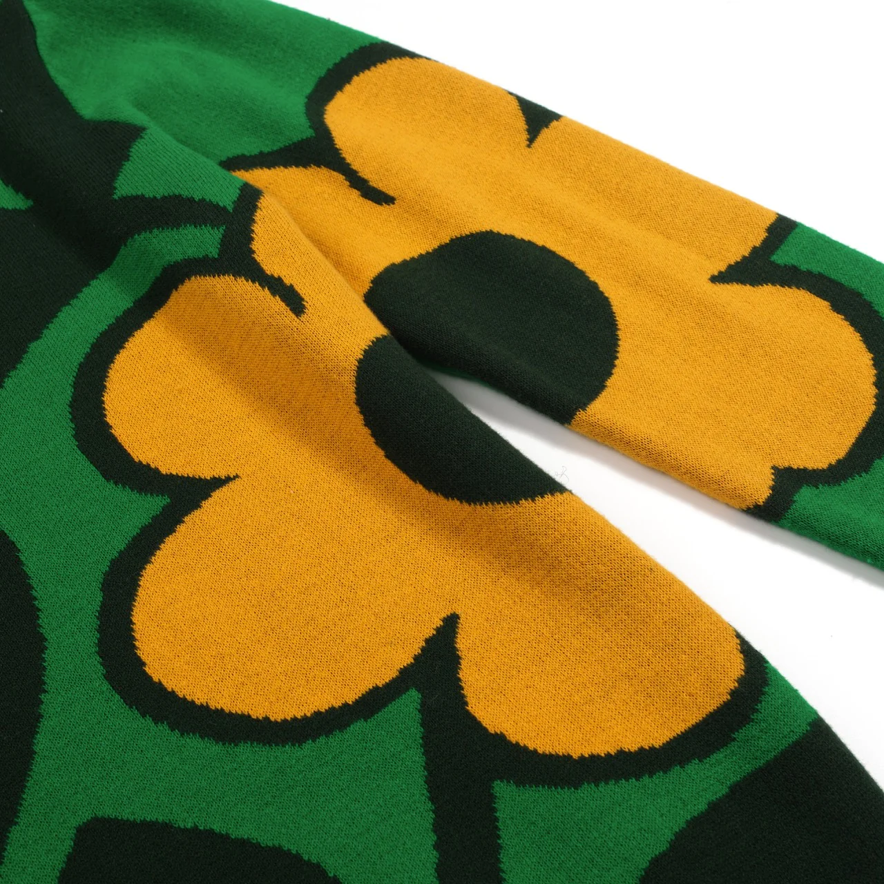Women's green flower art street knitwear - Image 5