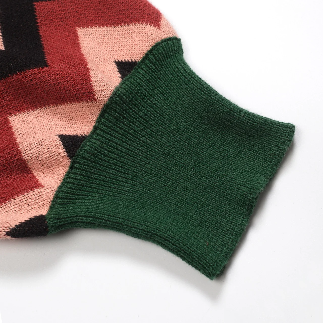 Women's green jacquard bow with bubble sleeve knitwear - Image 9
