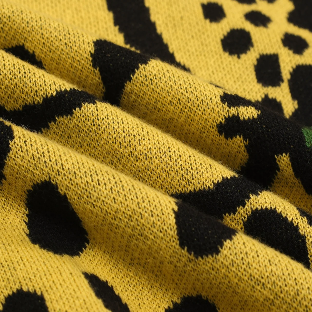 Women's green leopard print animal blouse skirt knit suit - Image 15