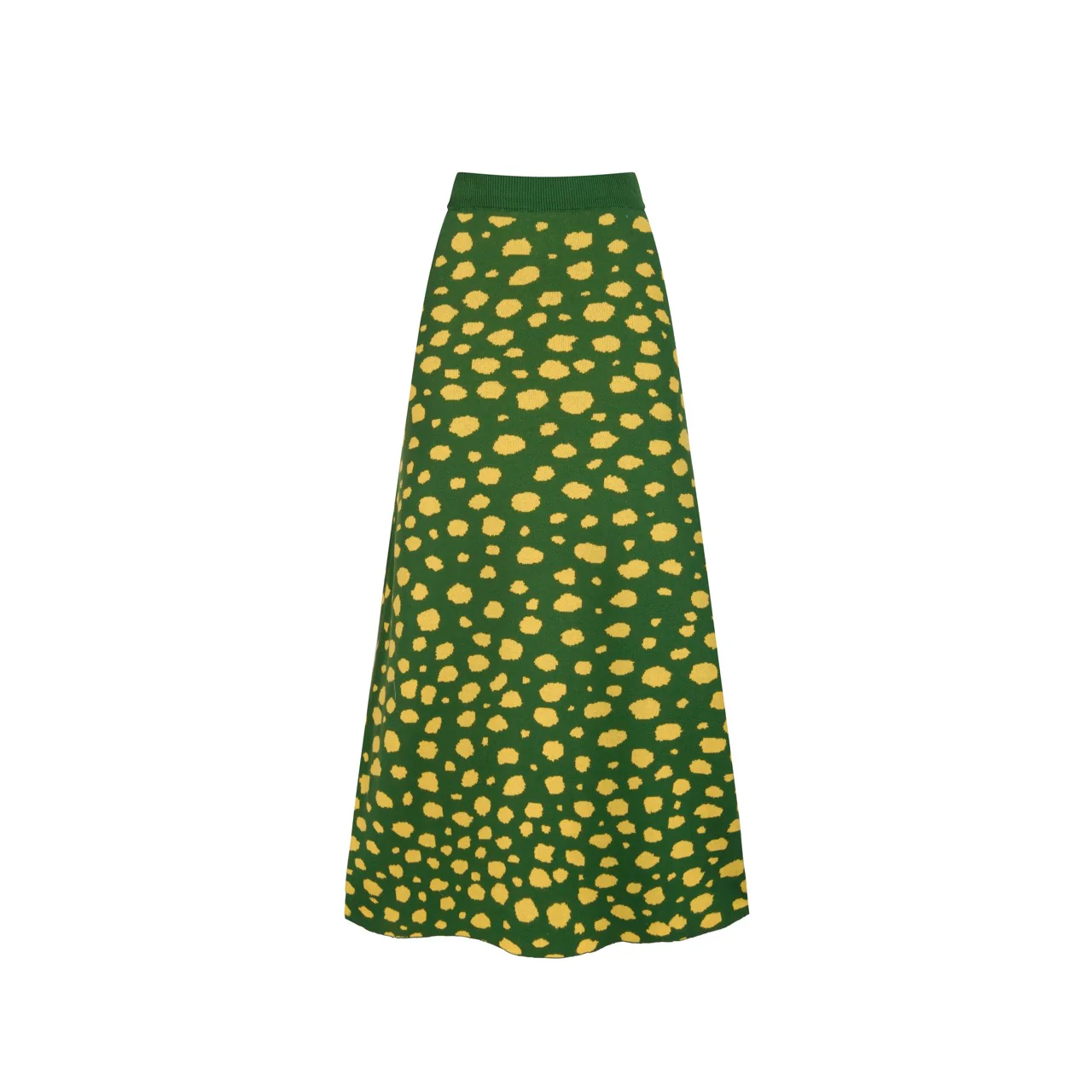 Women's green leopard print animal blouse skirt knit suit - Image 5