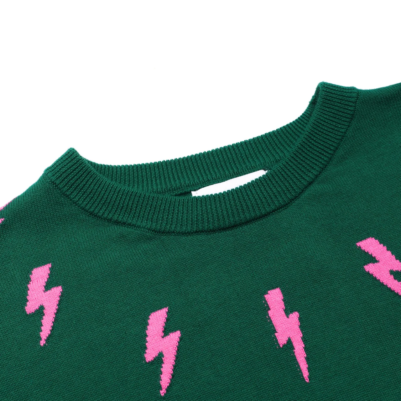 Women's green lightning pattern jacquard knitwear - Image 4