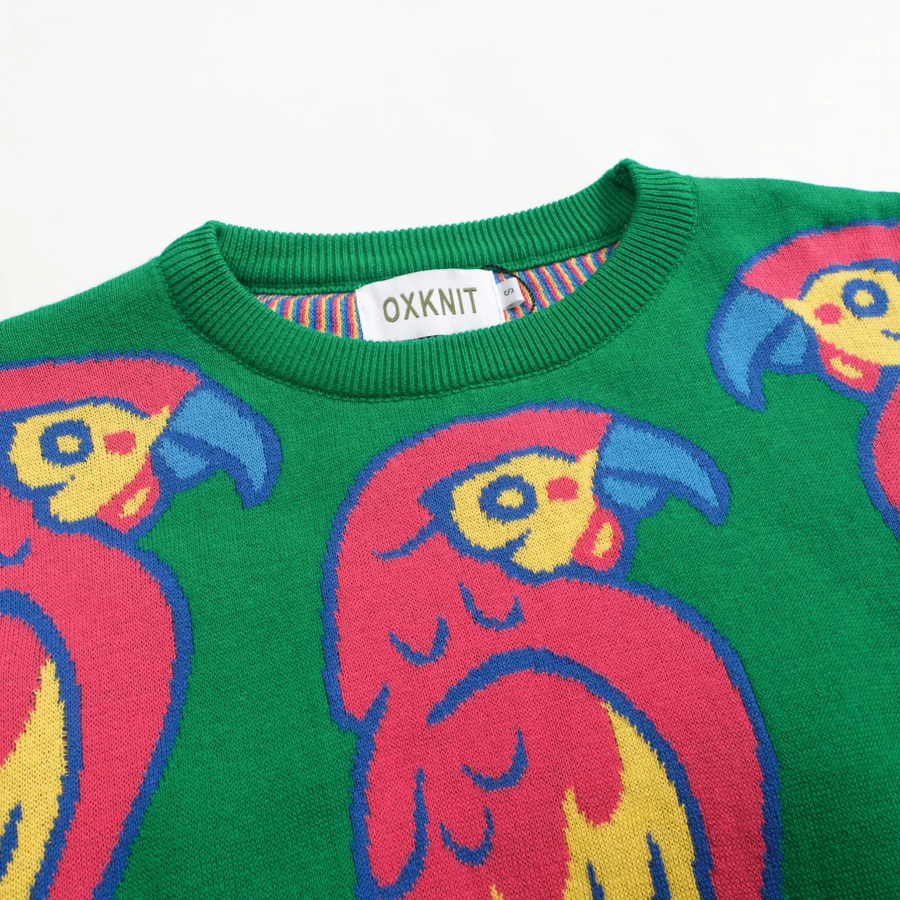 Women's green parrot jacquard knitwear - Image 4