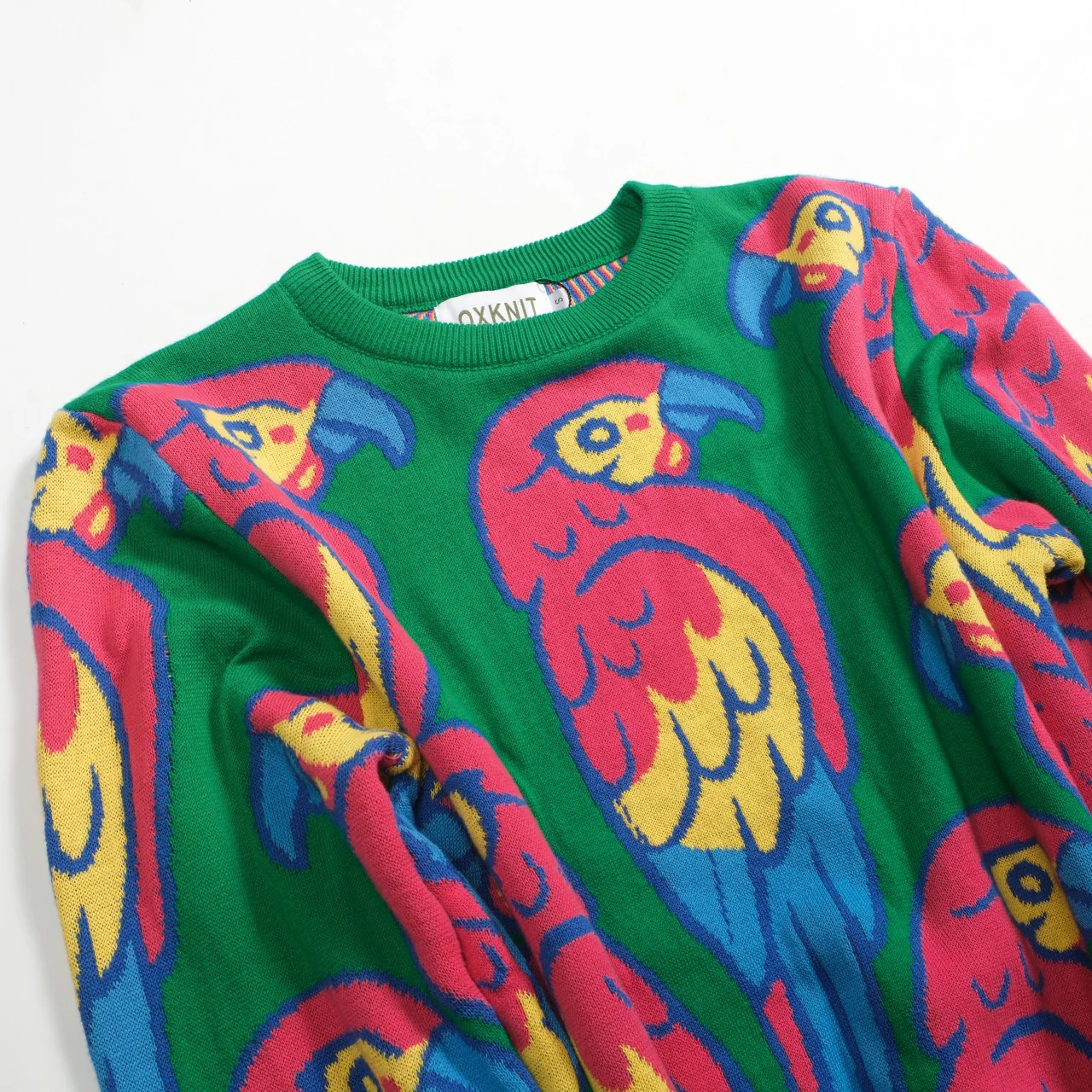 Women's green parrot jacquard knitwear - Image 9