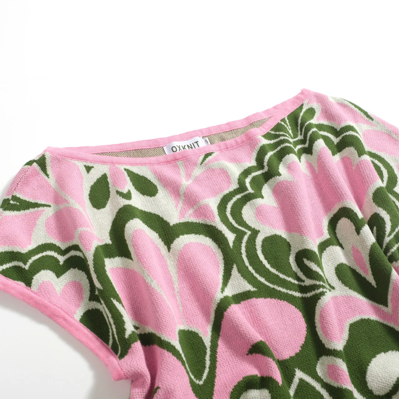 Women's green slant Shoulder knit T-shirt - short version size - Image 11