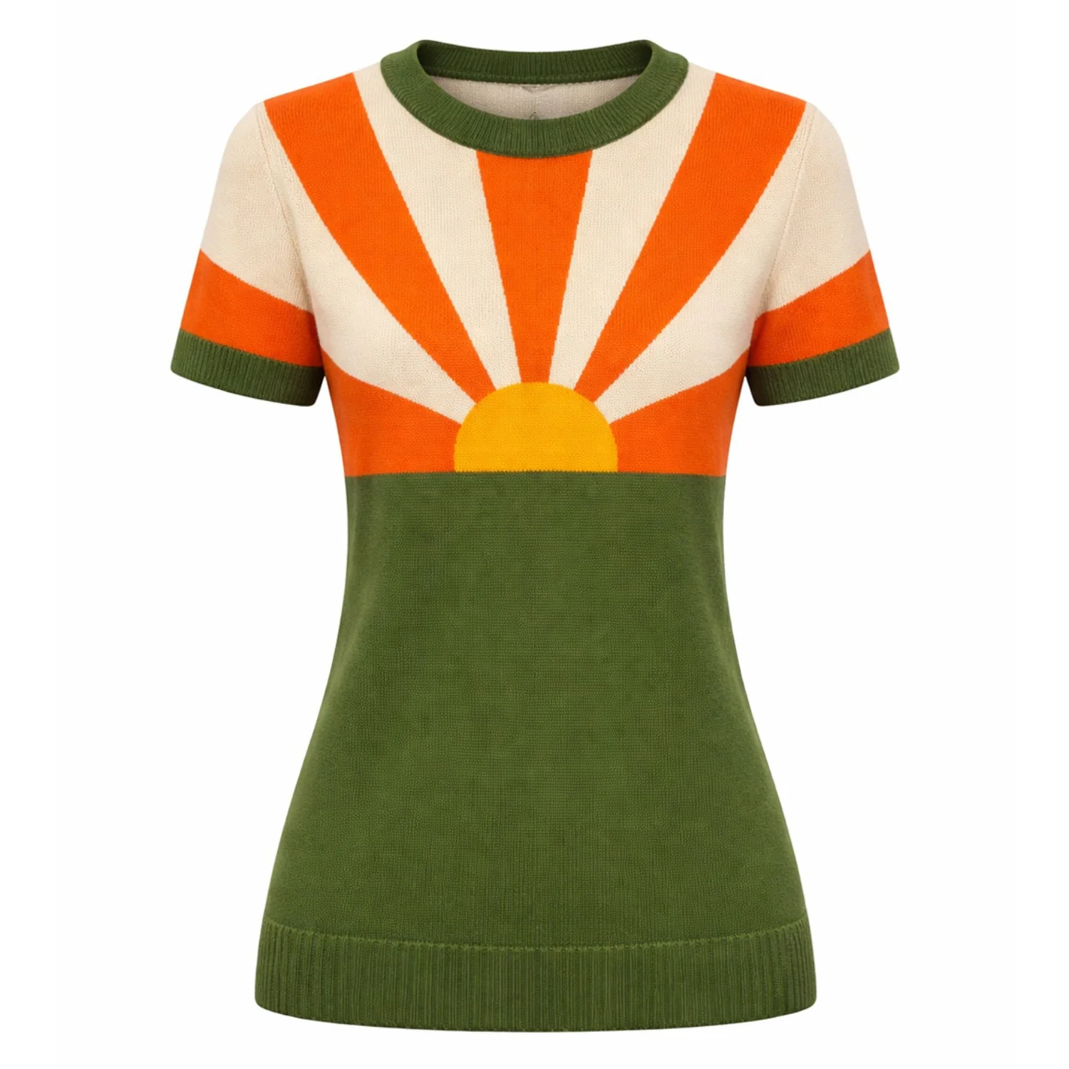 Women's Green Sunshine Classic Retro Jacquard Knit T-Shirt