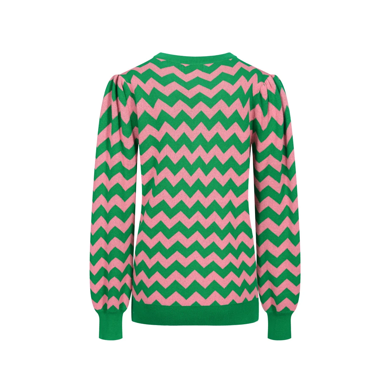 Women's green tooth stripe sleeve V-neck knitwear - Image 3