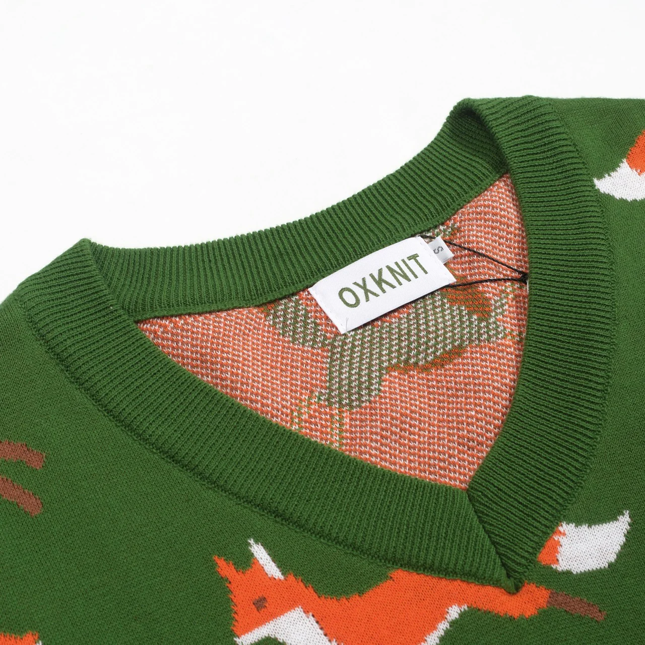 Women's green vintage fox jacquard knitwear - Image 4