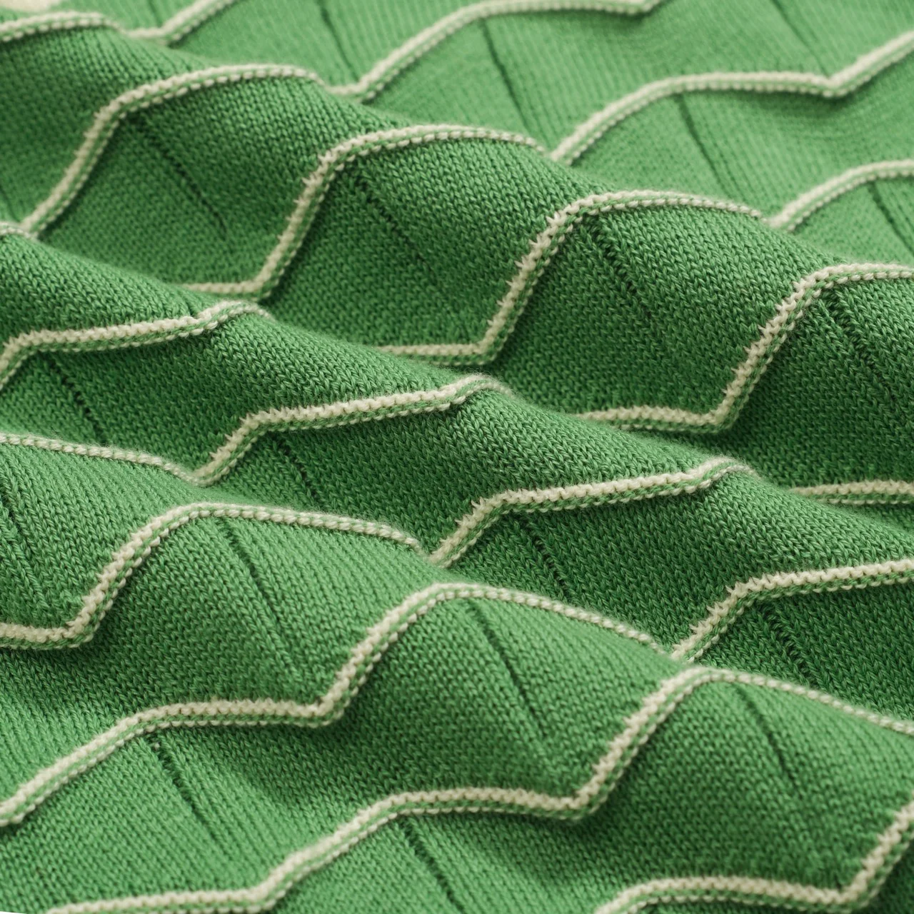 Women's green vintage jacquard knit polo shirt - Image 8