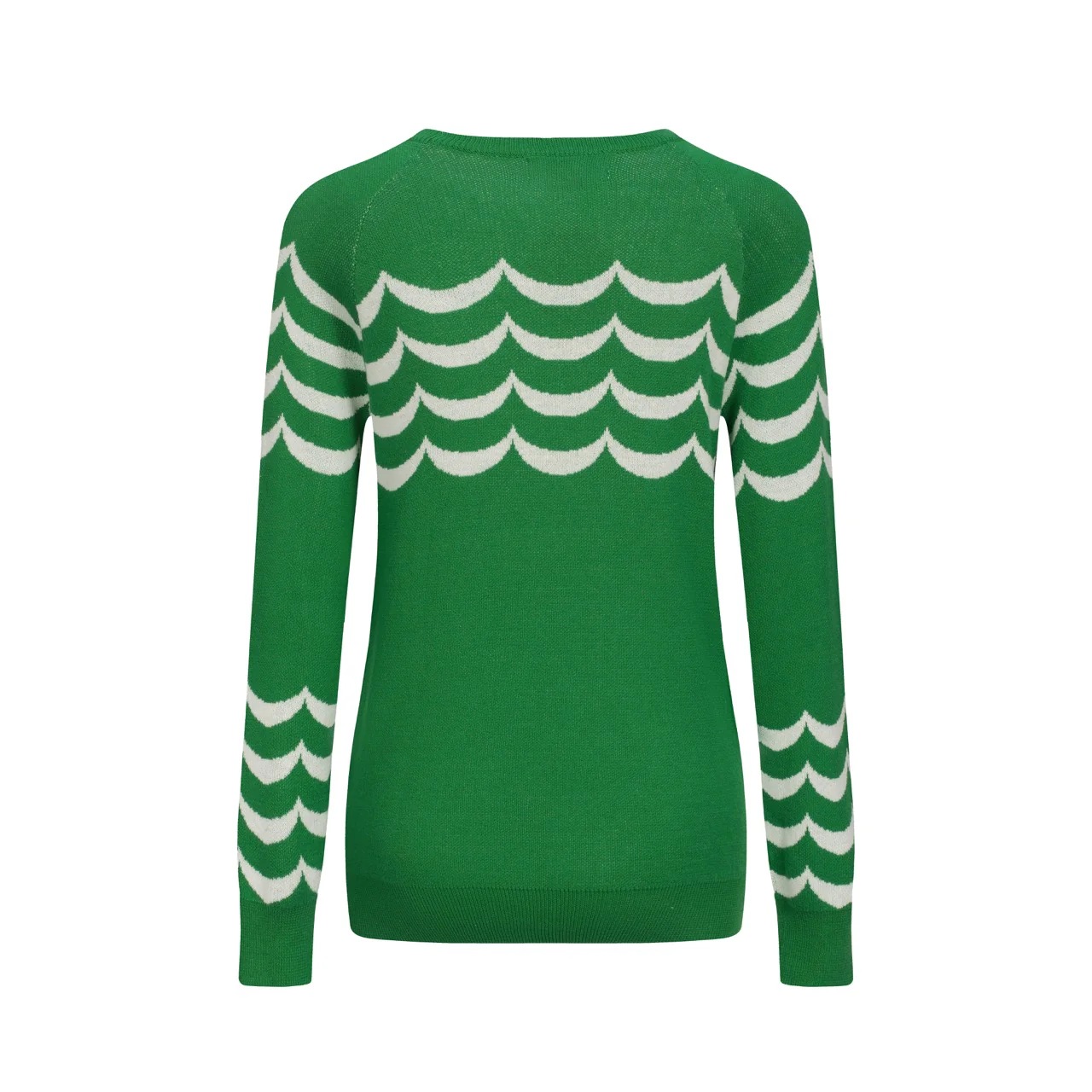 Women's green wavy striped preppy jacquard knitwear - Image 3