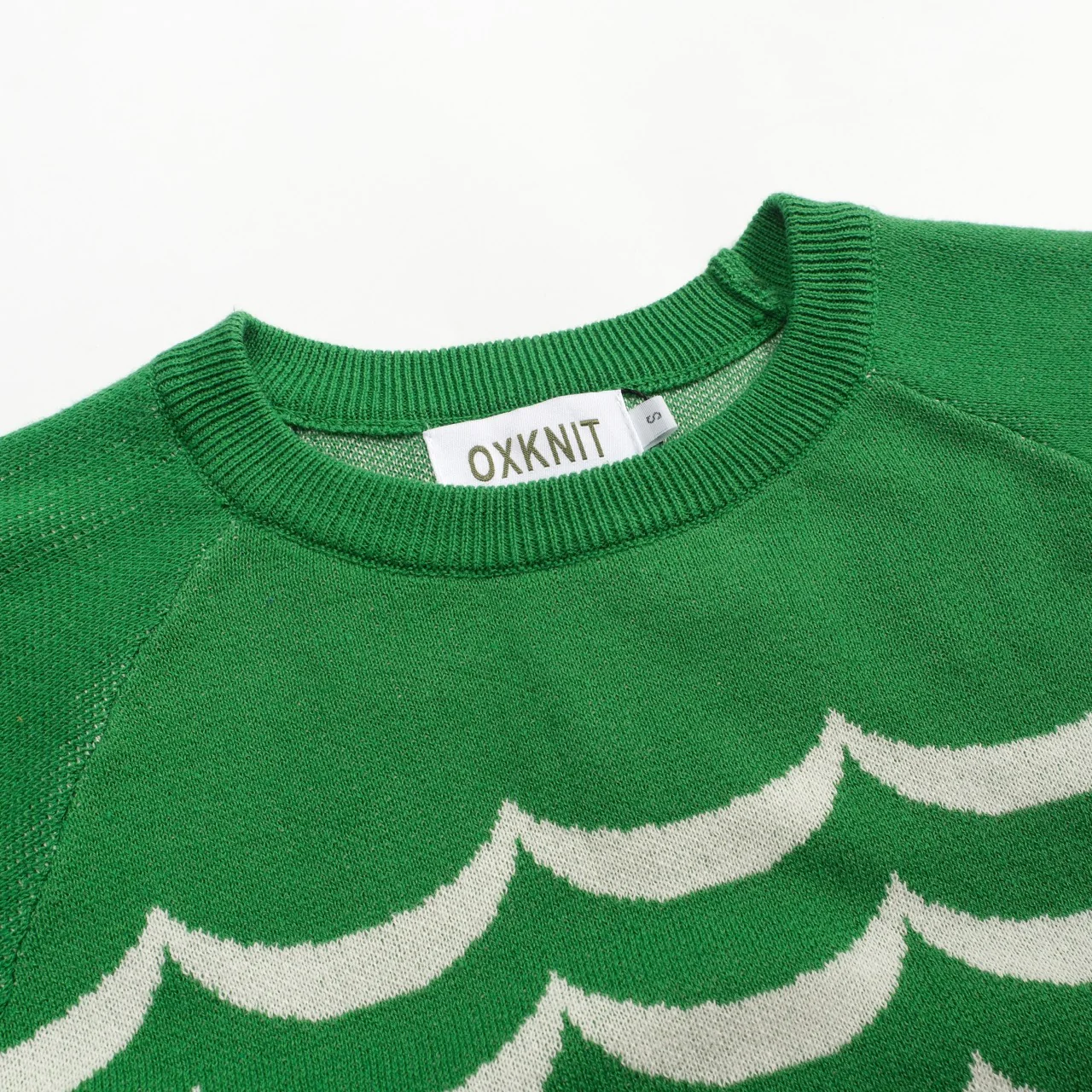 Women's green wavy striped preppy jacquard knitwear - Image 4