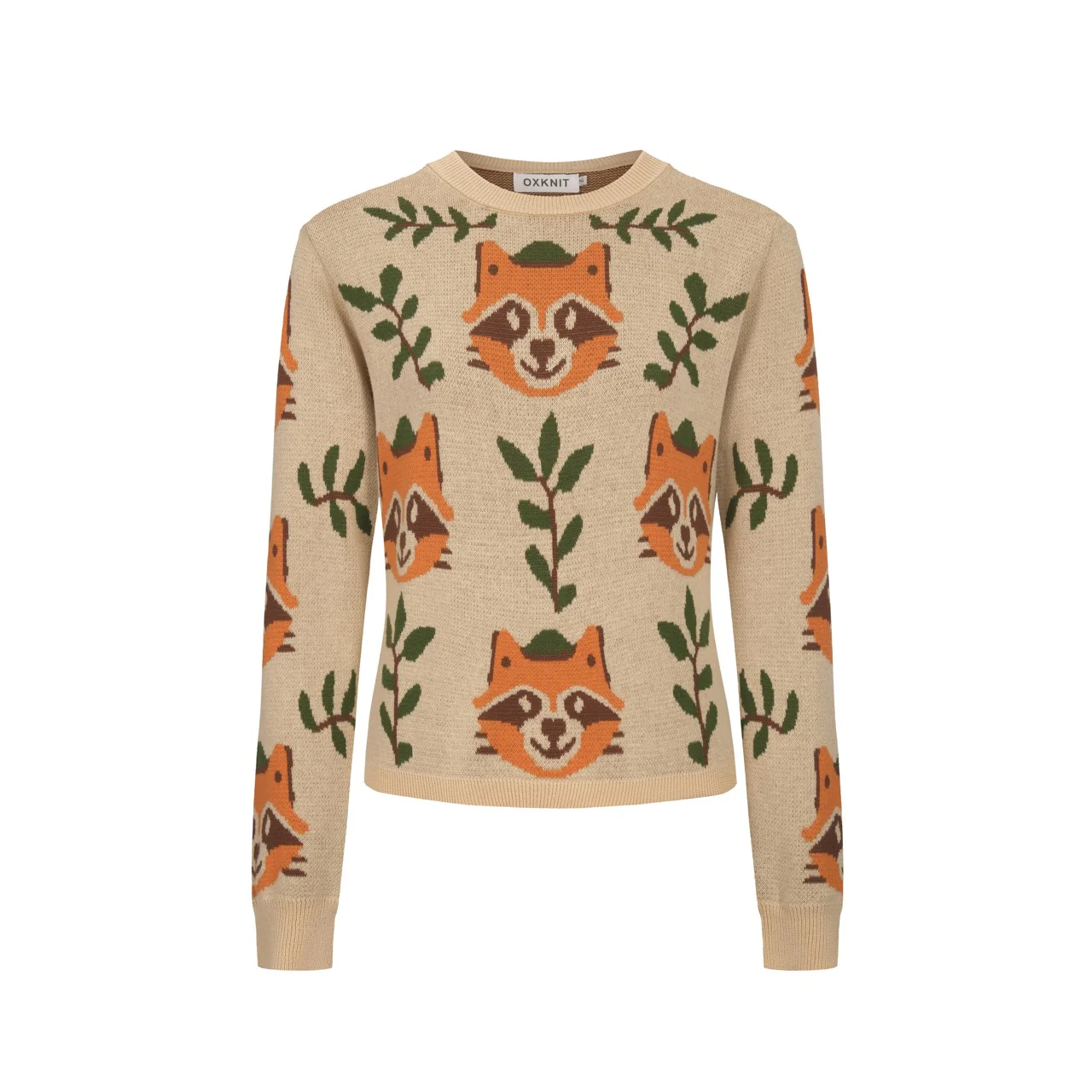 Women's khaki-colored animal print knitted skirt suit - Image 3