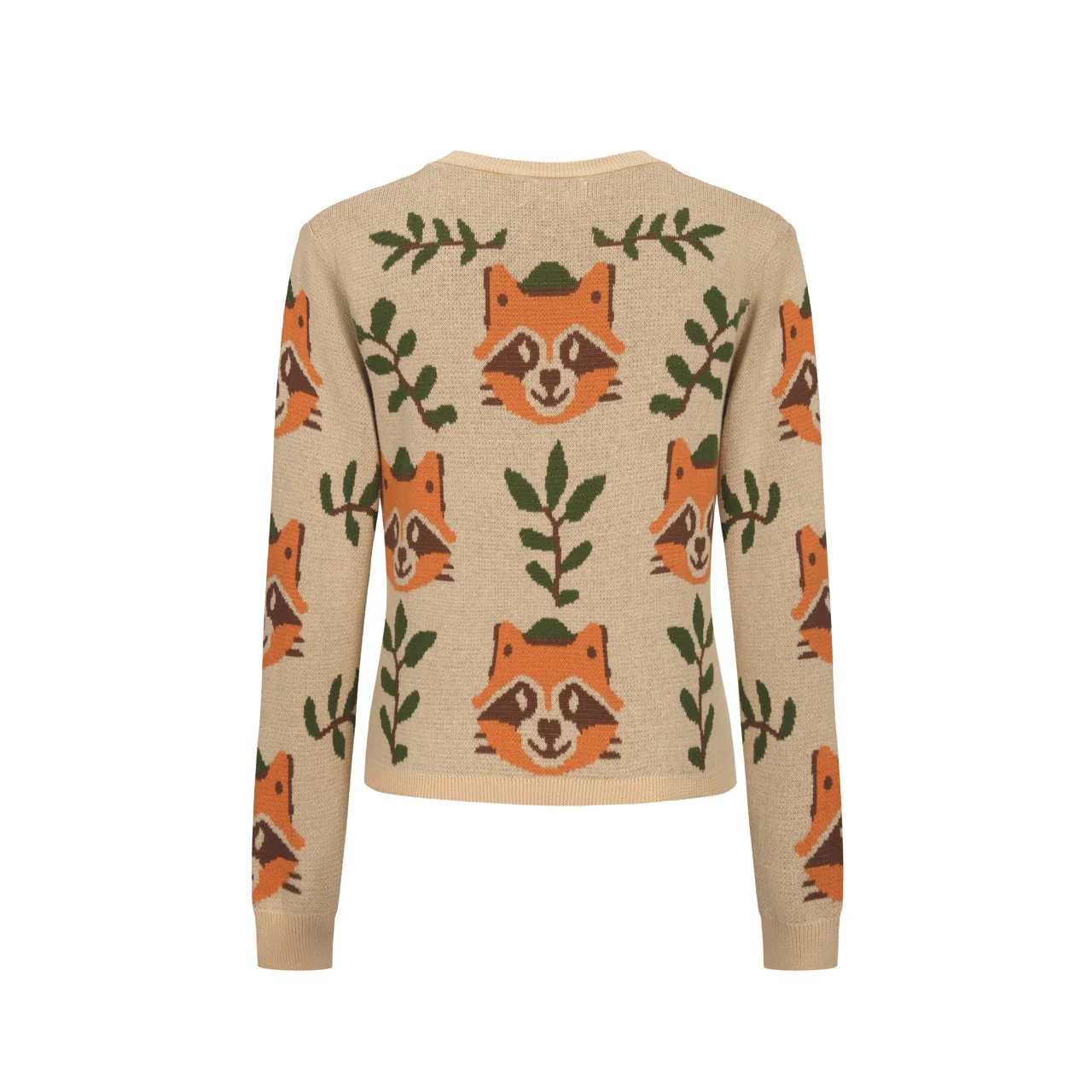 Women's khaki-colored animal print knitted skirt suit - Image 4