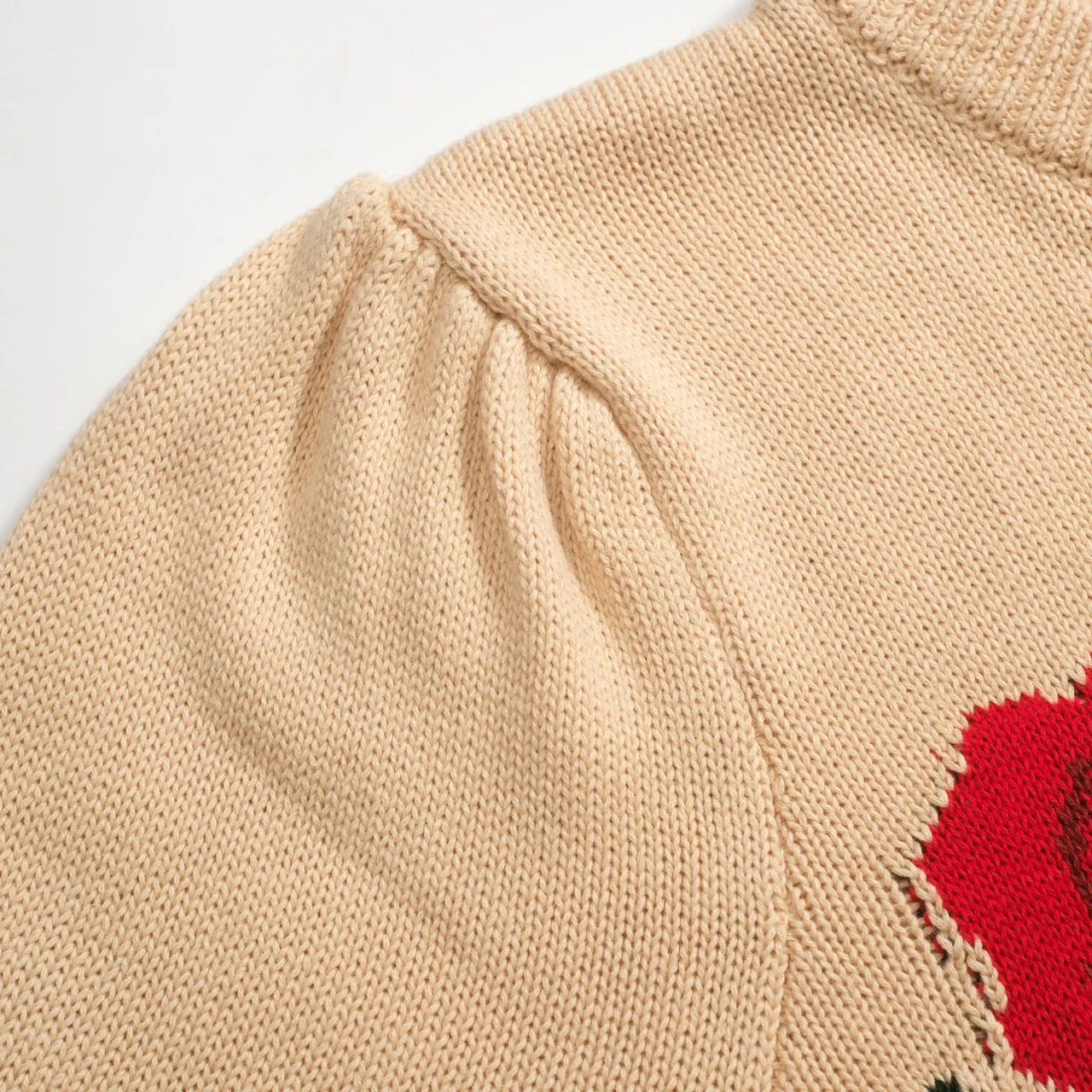 Women's khaki rose vintage bubble sleeve knitwear - Image 5