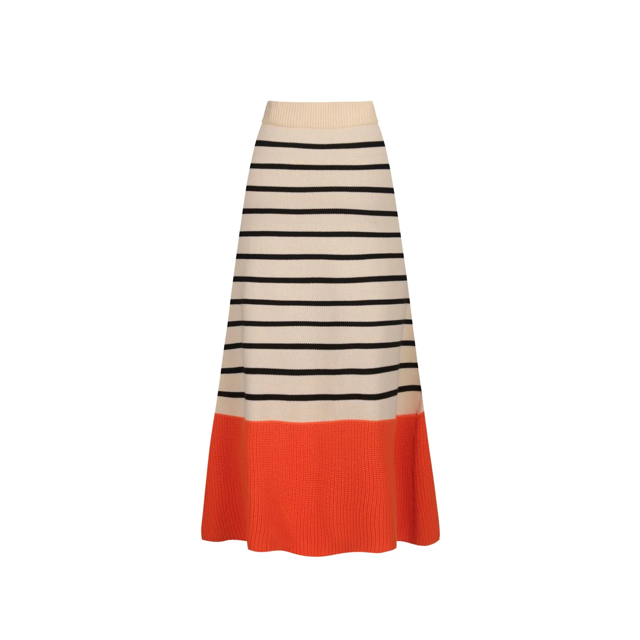Women's khaki striped jacquard vintage knit skirt - Image 3