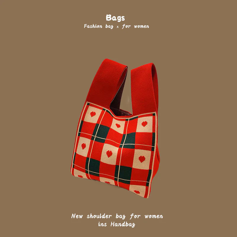 Women's knitted handbag bucket bag - Image 43