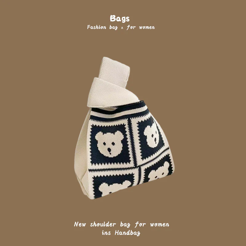 Women's knitted handbag bucket bag - Image 50