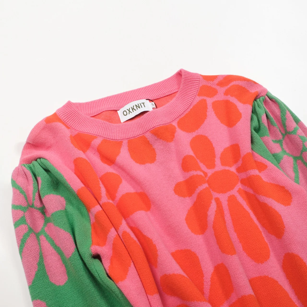 Women's multicolor art flower bubble sleeve knitwear - Image 10