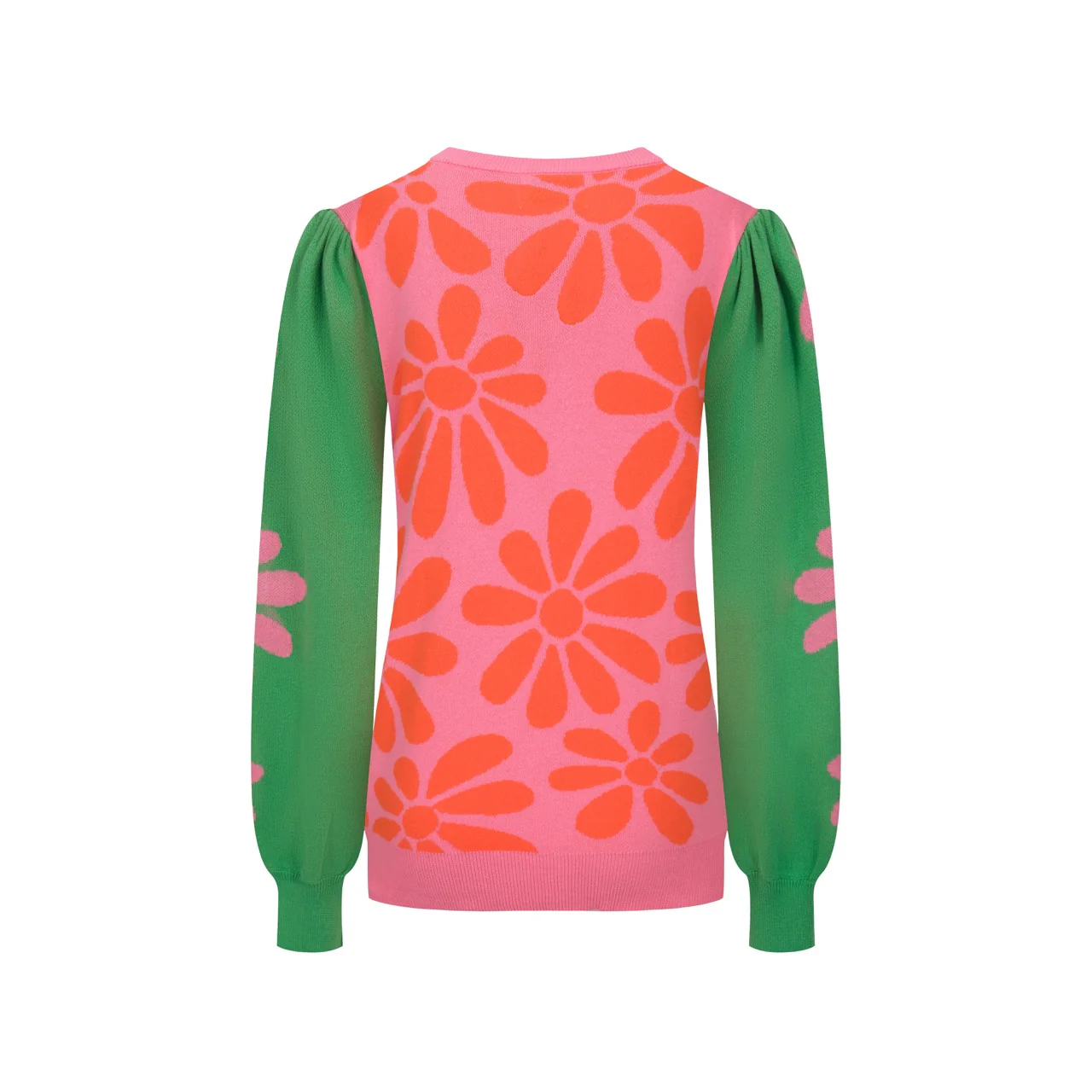 Women's multicolor art flower bubble sleeve knitwear - Image 3
