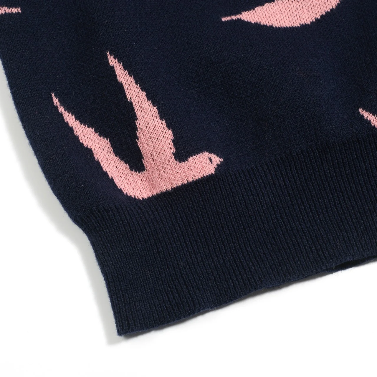 Women's navy blue swallow jacquard V-neck knitwear - Image 6