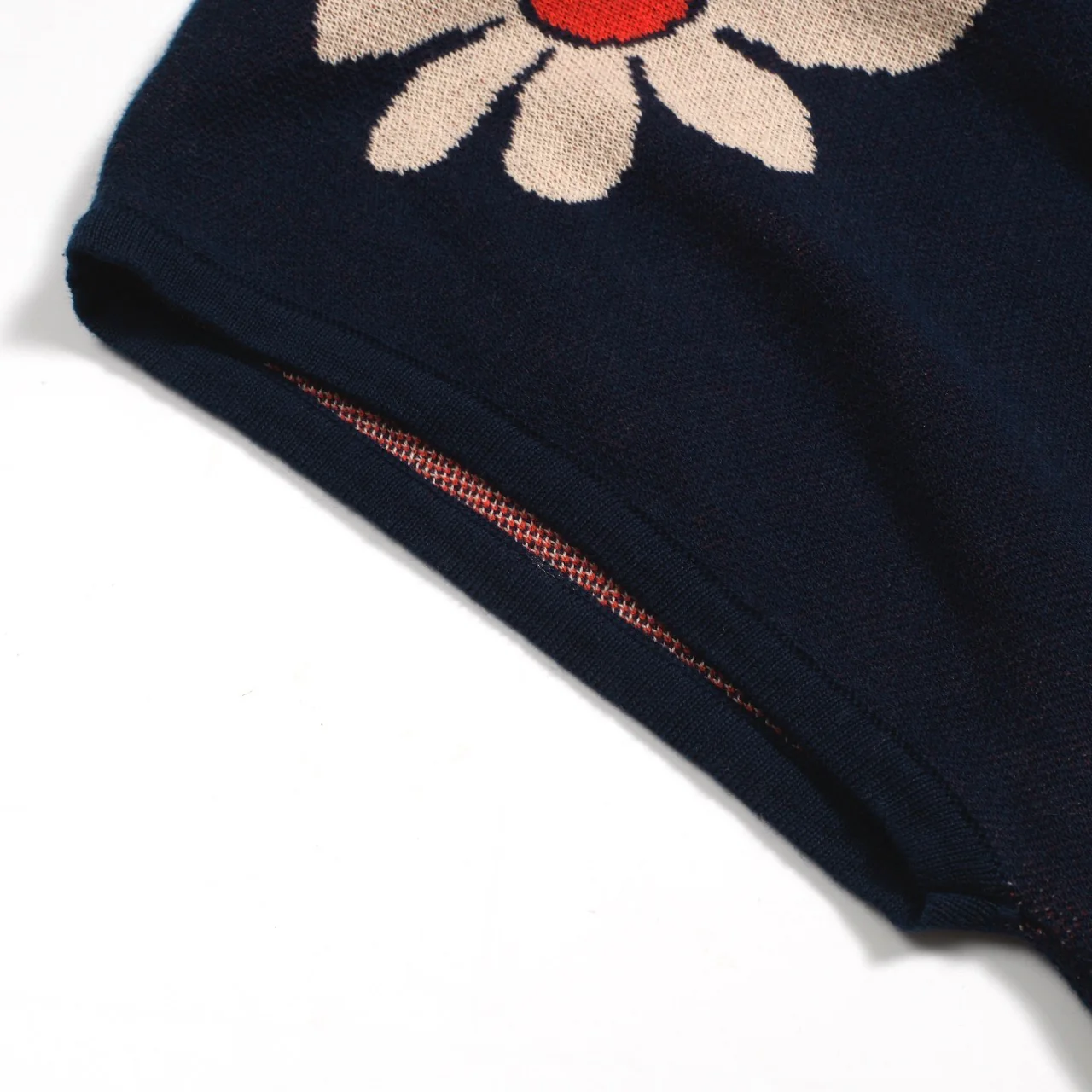 Women's navy knit T-shirt with diagonal shoulder - short version size - Image 8