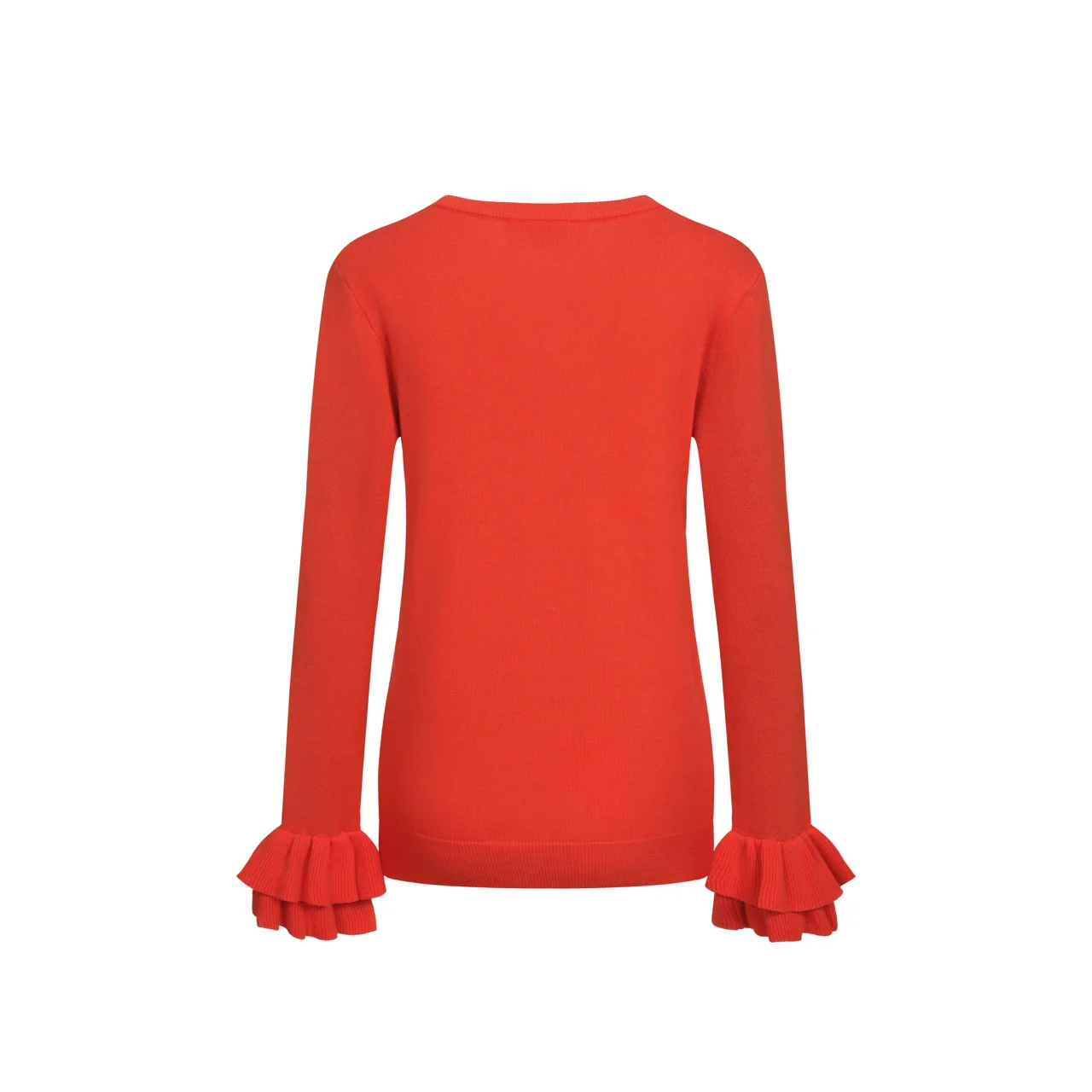Women's orange animal print ruffled design knitwear-longer sleeves - Image 3