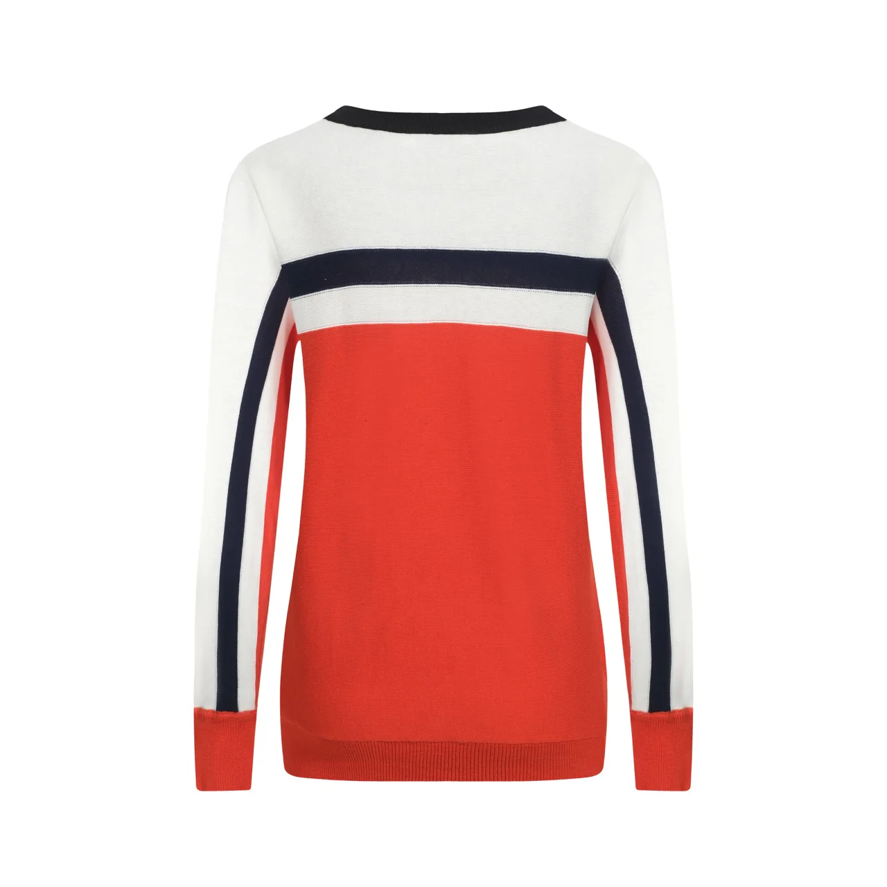Women's orange striped jacquard vintage knitwear - Image 3