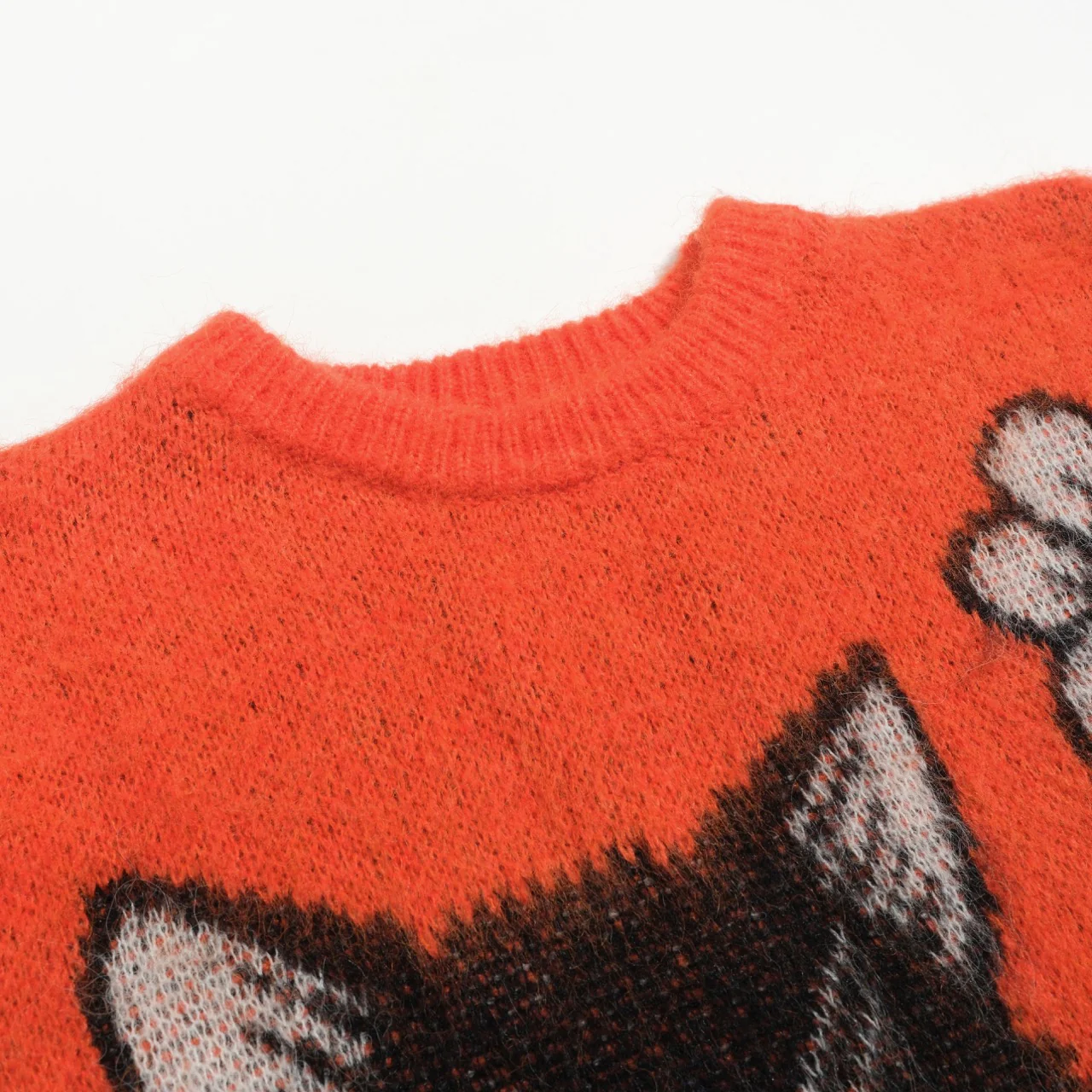Women's orange vintage cat flower jacquard knitwear - Image 4