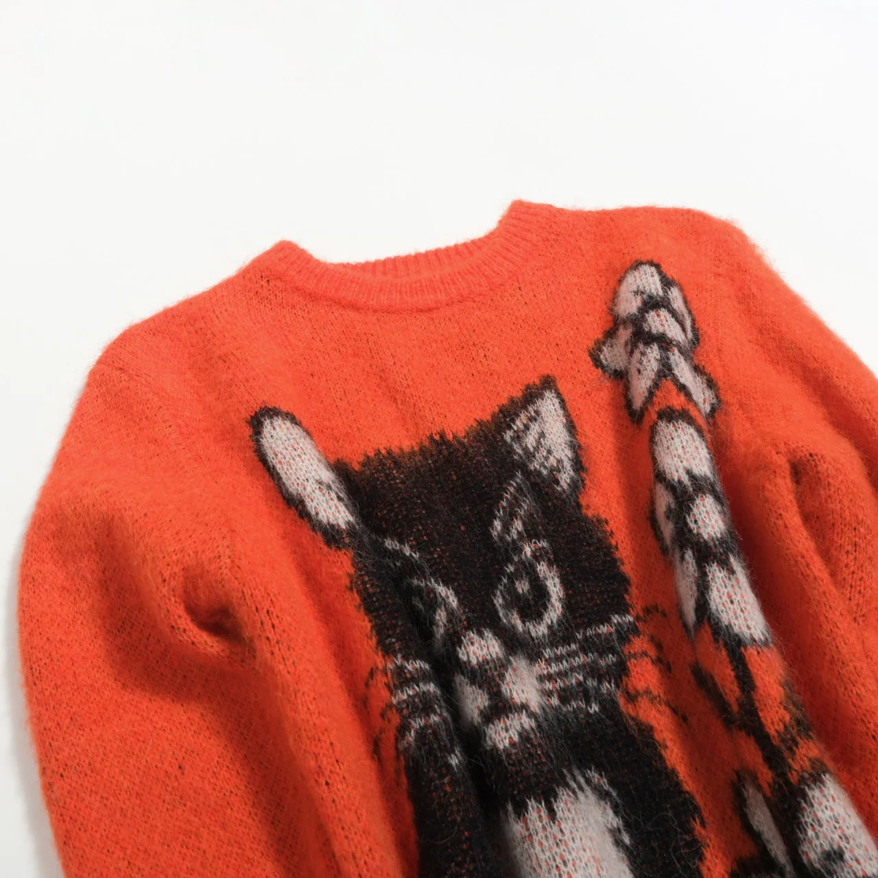 Women's orange vintage cat flower jacquard knitwear - Image 7