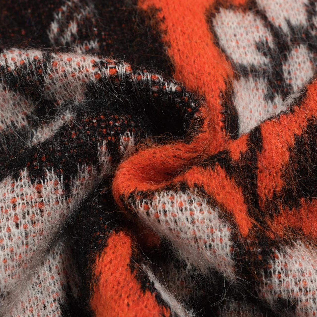 Women's orange vintage cat flower jacquard knitwear - Image 9