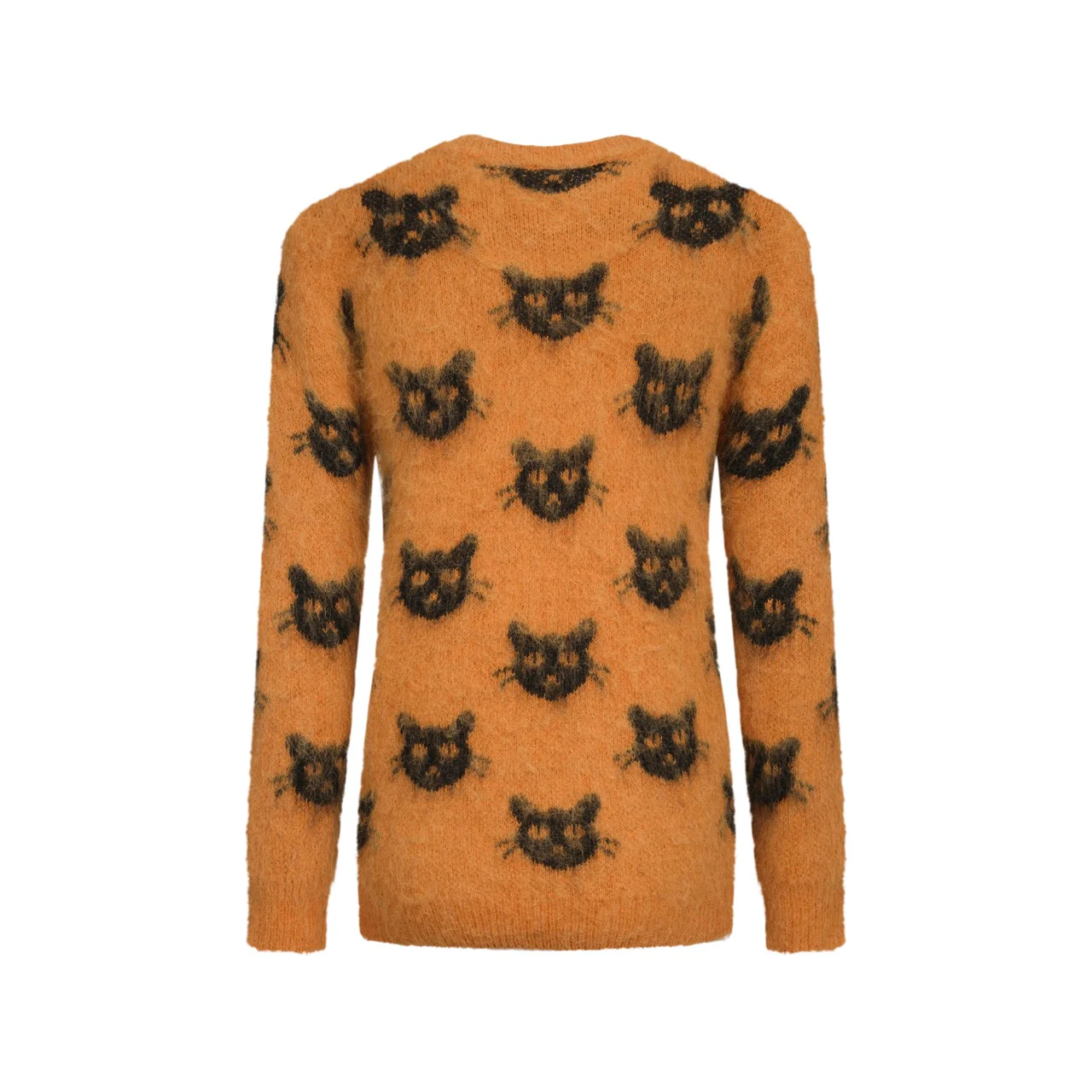 Women's orange vintage cat head jacquard knitwear - Image 3